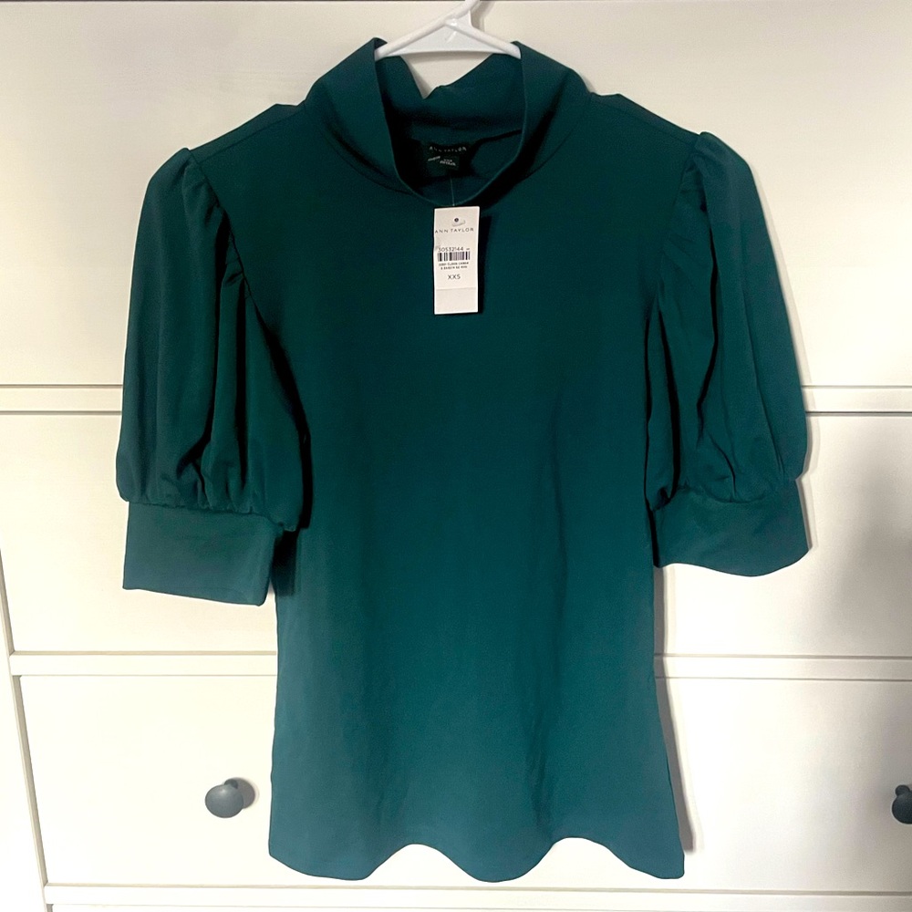 Ann Taylor Puff Sleeve Mockneck Top - Picture 4 of 7